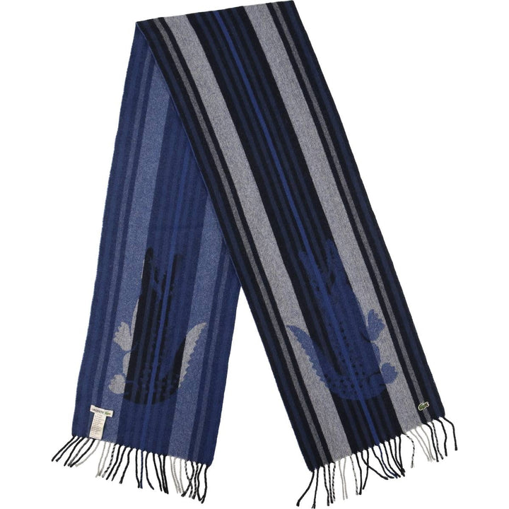Lacoste Striped Pattern Cashmere Blend Wool Scarf Cashmere blue type Vintage Second Hand