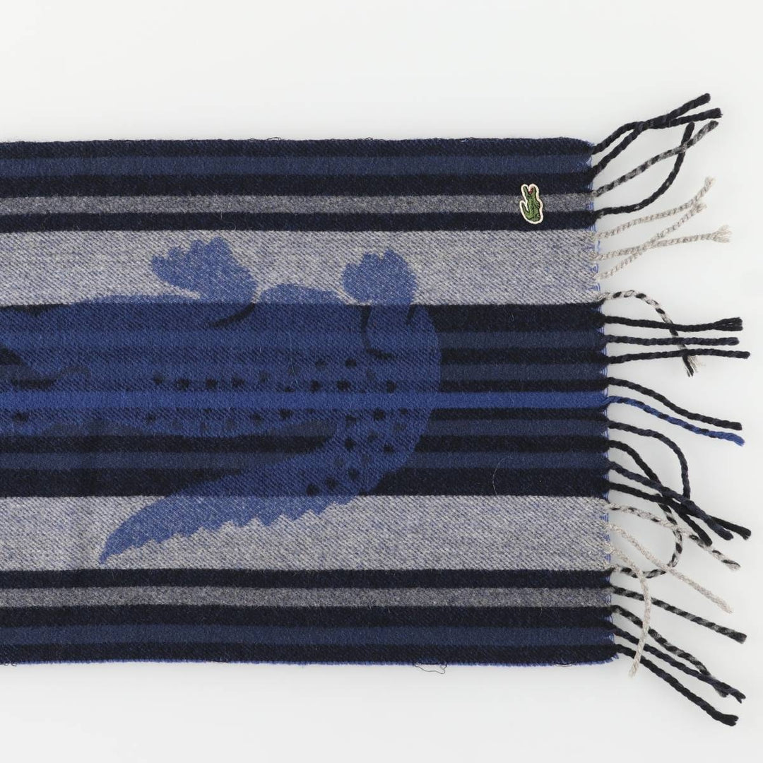 Lacoste Striped Pattern Cashmere Blend Wool Scarf Cashmere blue type Vintage Second Hand