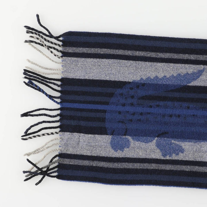 Lacoste Striped Pattern Cashmere Blend Wool Scarf Cashmere blue type Vintage Second Hand
