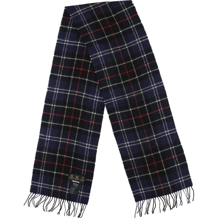 Barbour Tartan Check Wool Scarf, Made in England wool navy blue type Vintage Second Hand