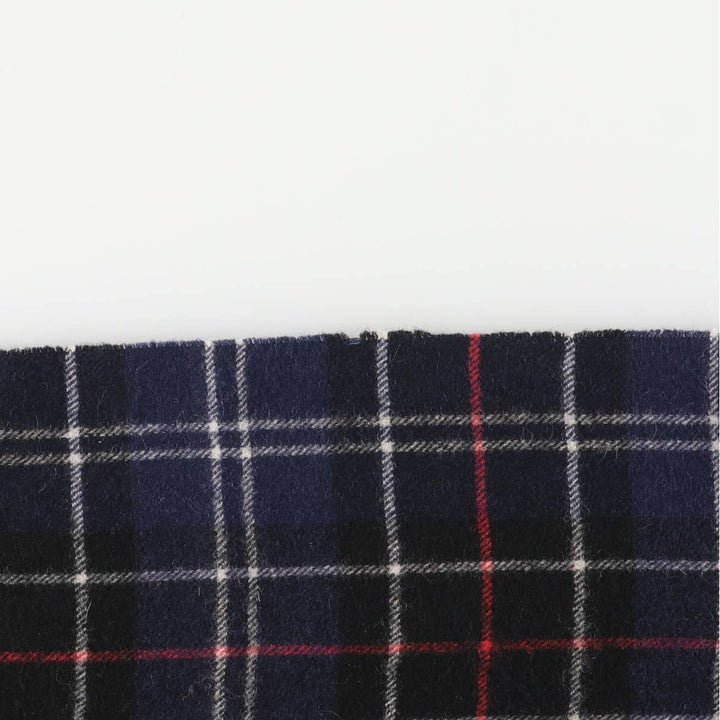 Barbour Tartan Check Wool Scarf, Made in England wool navy blue type Vintage Second Hand