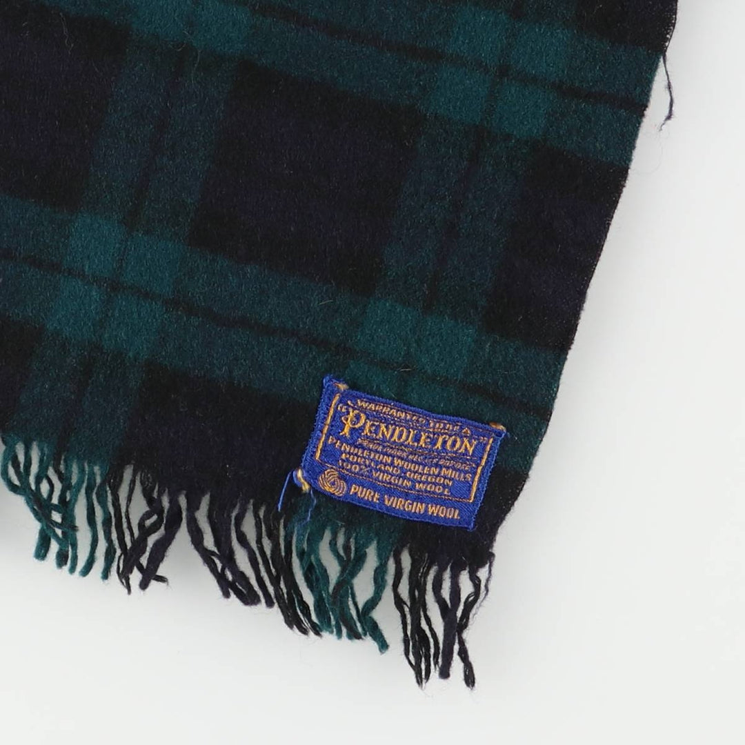 Vintage 1960'S Pendleton Blackwatch Check Wool Scarf wool Green type dark green Vintage Second Hand
