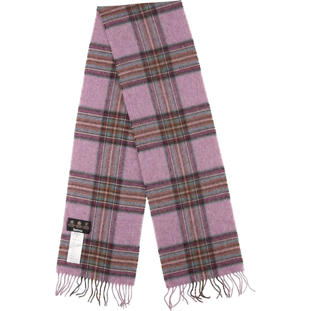 Barbour Check Pattern Wool Scarf, Made in England wool pink type Vintage Second Hand