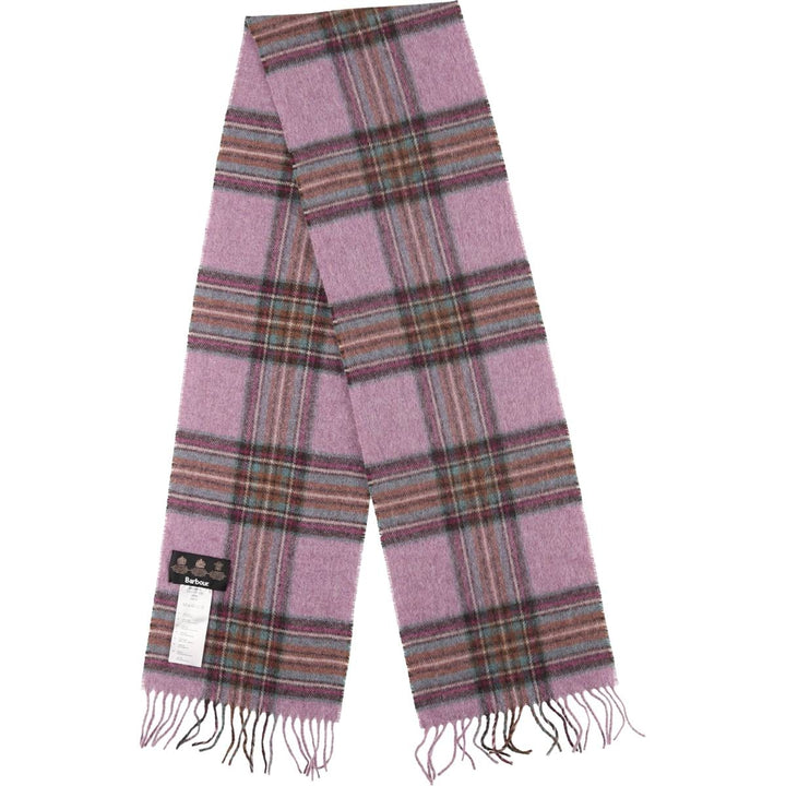Barbour Check Pattern Wool Scarf, Made in England wool pink type Vintage Second Hand