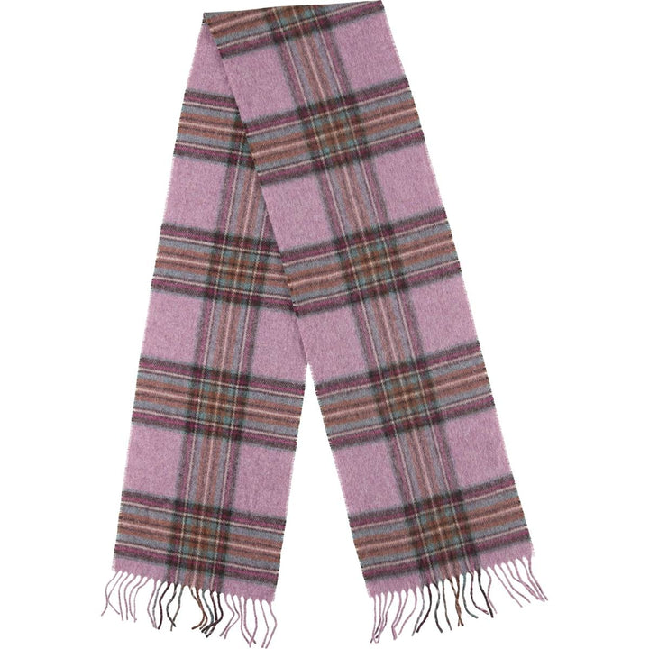 Barbour Check Pattern Wool Scarf, Made in England wool pink type Vintage Second Hand