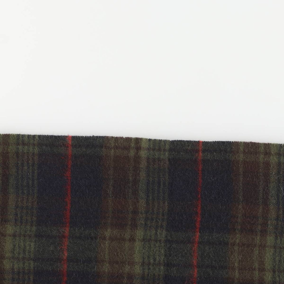 Barbour Check Pattern Wool Scarf, Made in England wool Khaki type sage green Vintage Second Hand