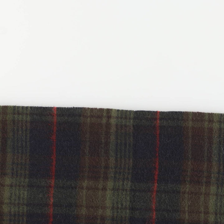 Barbour Check Pattern Wool Scarf, Made in England wool Khaki type sage green Vintage Second Hand