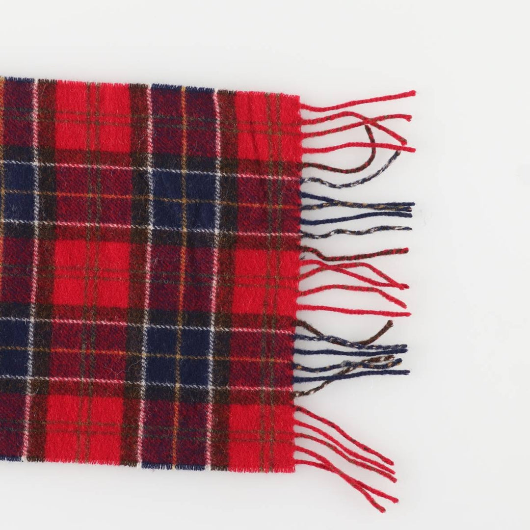 Barbour Tartan Check Wool Scarf, Made in England wool red type Vintage Second Hand