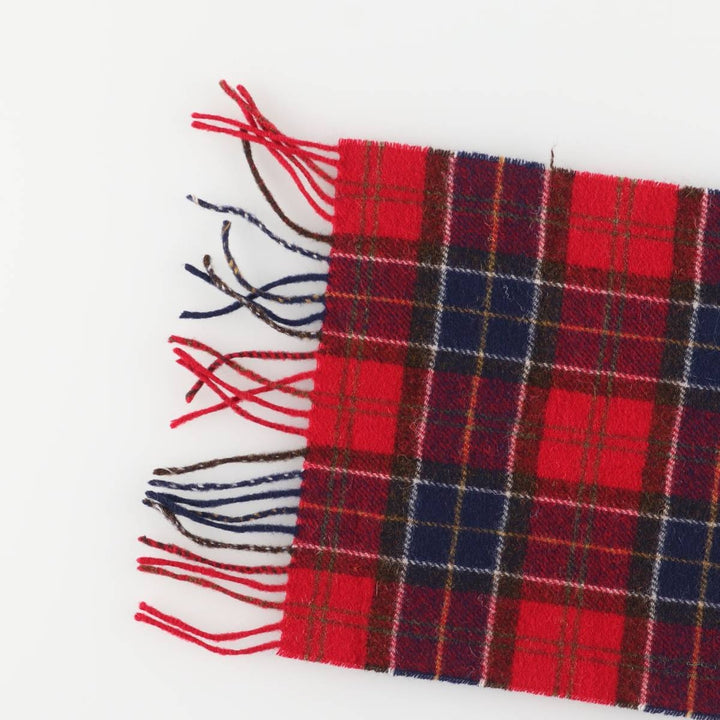 Barbour Tartan Check Wool Scarf, Made in England wool red type Vintage Second Hand