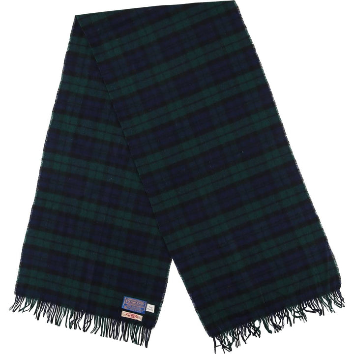Vintage 1970'S Pendleton Blackwatch Check Wool Scarf, Made in USA wool green type Vintage Second Hand