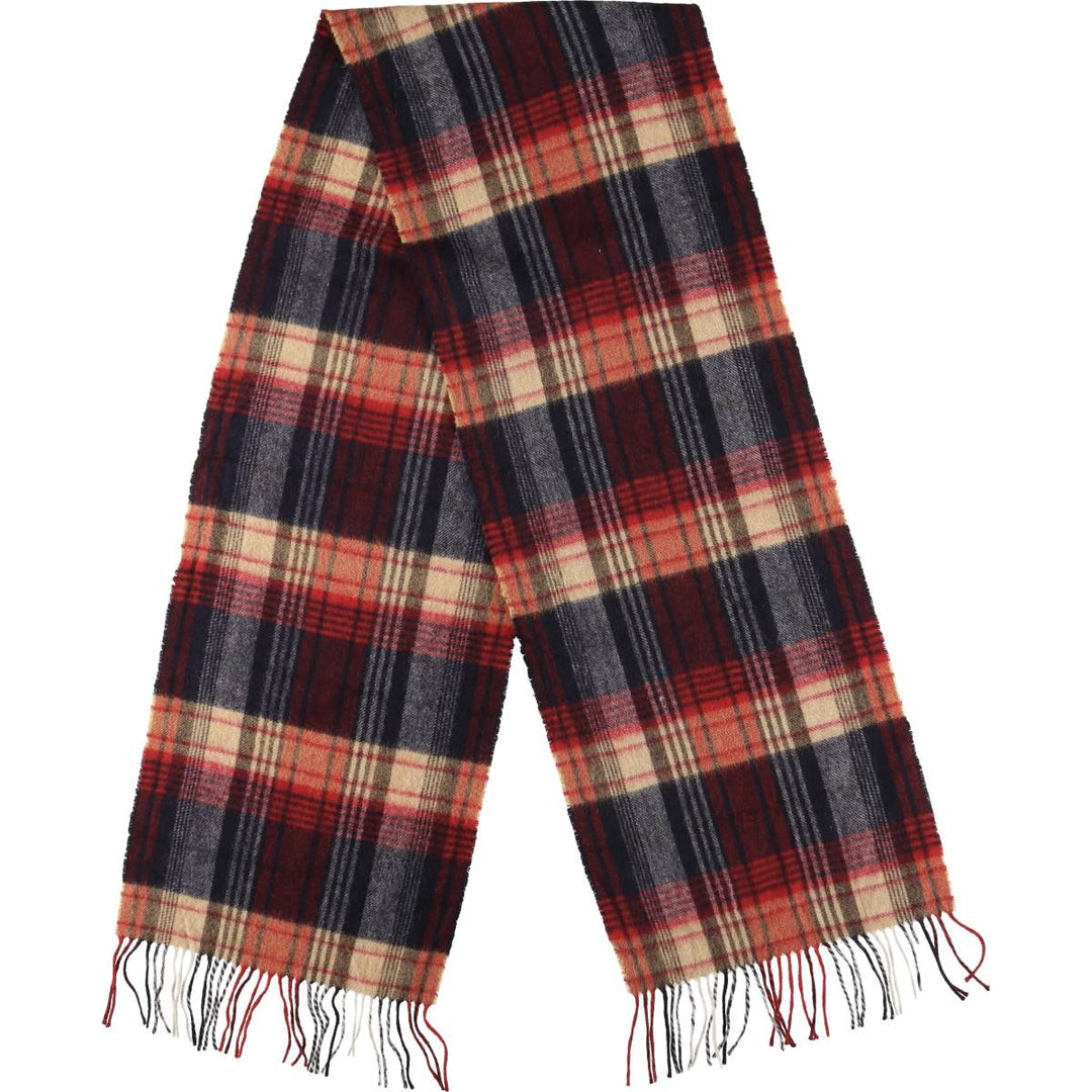 Barbour Check Pattern Wool Scarf wool red type Vintage Second Hand