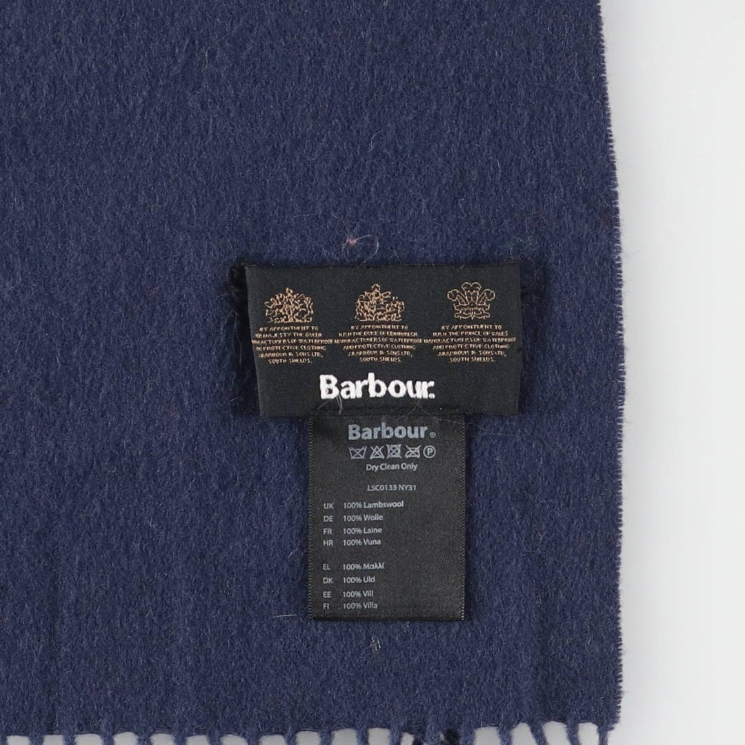 Barbour wool scarf, made in England wool navy blue type Vintage Second Hand