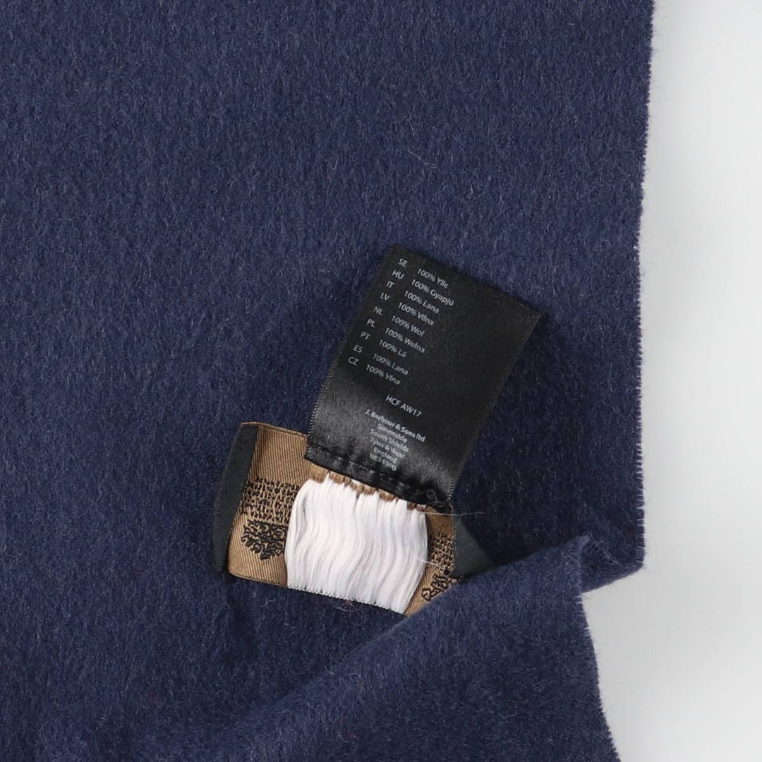 Barbour wool scarf, made in England wool navy blue type Vintage Second Hand
