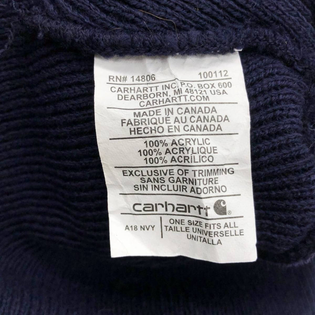 Carhartt Knit Beanie, Made in Canada, One Size Fits Most acrylic navy blue type Vintage Second Hand
