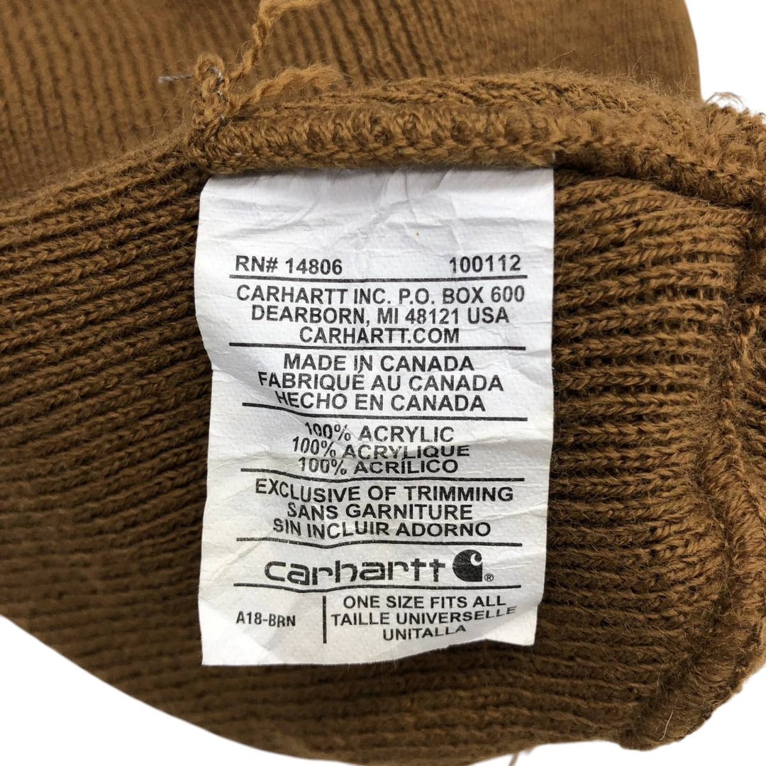 Carhartt knit beanie, made in Canada acrylic brown type Vintage Second Hand