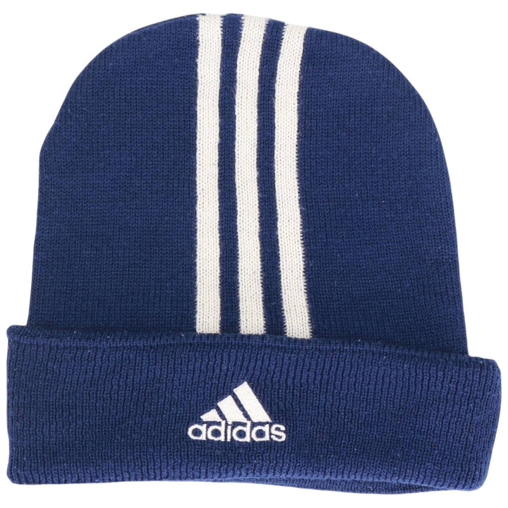 2000'S Adidas knit beanie, one size fits all acrylic blue type Vintage Second Hand