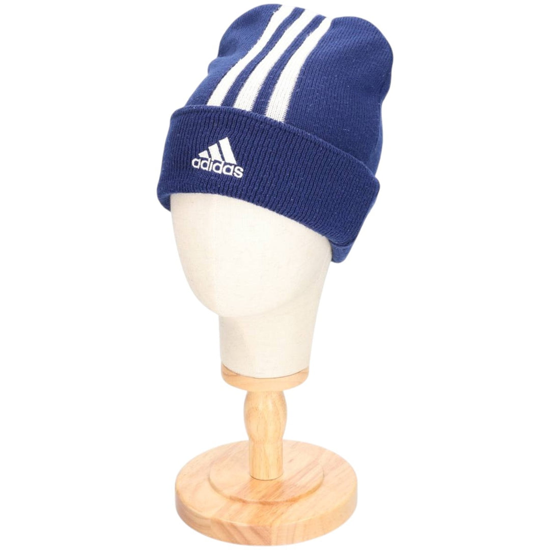 2000'S Adidas knit beanie, one size fits all acrylic blue type Vintage Second Hand