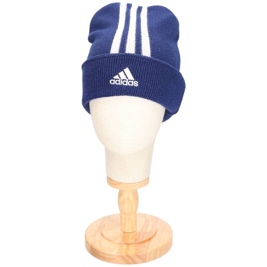 2000'S Adidas knit beanie, one size fits all acrylic blue type Vintage Second Hand