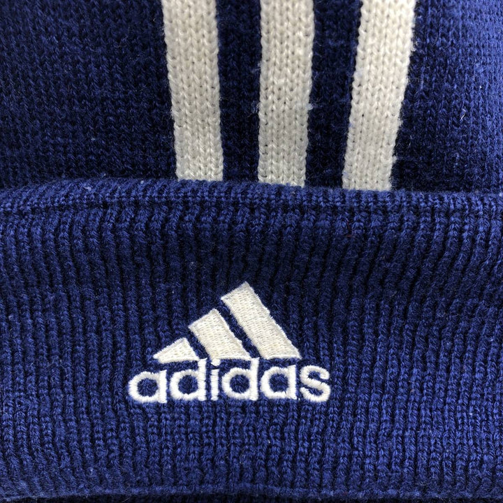 2000'S Adidas knit beanie, one size fits all acrylic blue type Vintage Second Hand