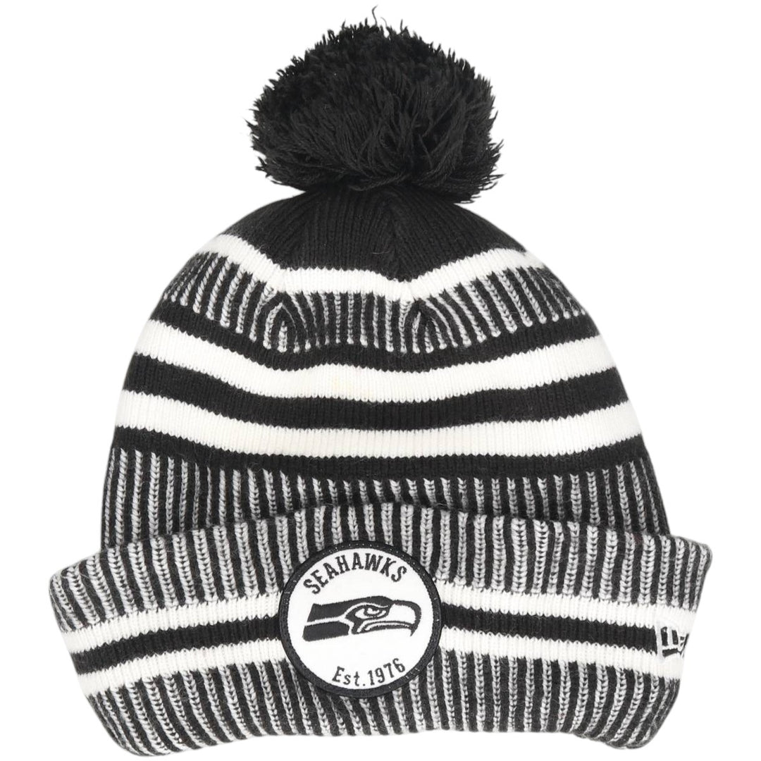 New Era NFL Seattle Seahawks Stripe Pattern Knit Beanie, One Size Fits Most acrylic white type Vintage Second Hand