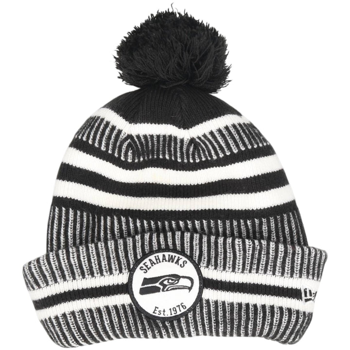 New Era NFL Seattle Seahawks Stripe Pattern Knit Beanie, One Size Fits Most acrylic white type Vintage Second Hand