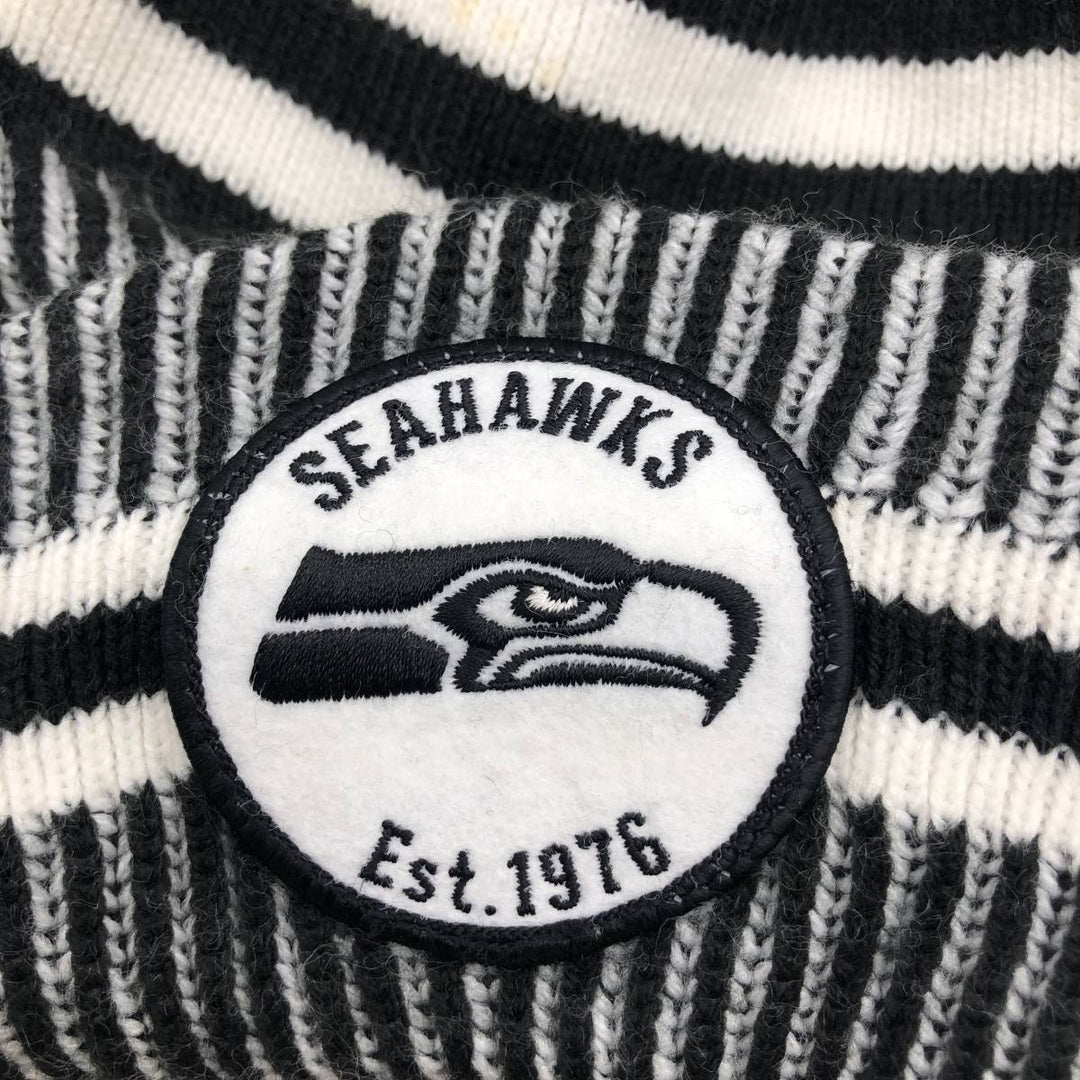 New Era NFL Seattle Seahawks Stripe Pattern Knit Beanie, One Size Fits Most acrylic white type Vintage Second Hand