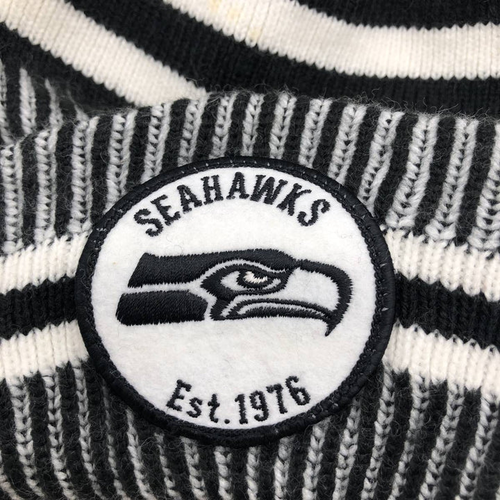 New Era NFL Seattle Seahawks Stripe Pattern Knit Beanie, One Size Fits Most acrylic white type Vintage Second Hand