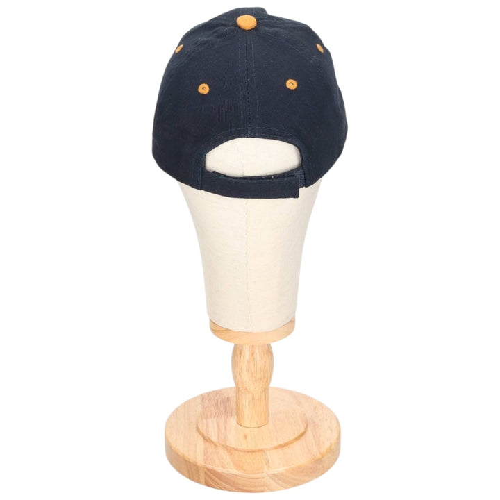 Vintage 90'S Advertising Baseball Cap with Leather Brim, Two-Tone, One Size Fits Most cotton navy blue type Vintage Second Hand