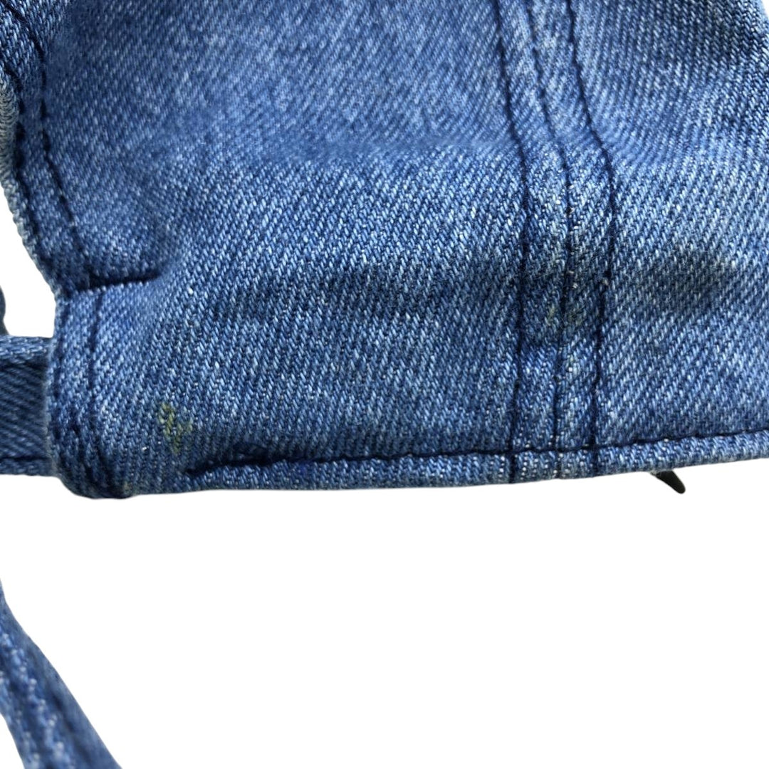 Vintage 1990'S AJM suede two-tone leather brim baseball cap, one size fits all. cotton blue type Vintage Second Hand