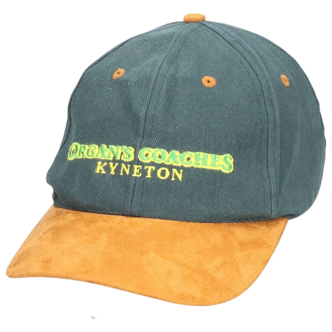 Vintage 90'S Advertising Baseball Cap with Leather Brim, Two-Tone, One Size Fits Most cotton Green type dark green Vintage Second Hand