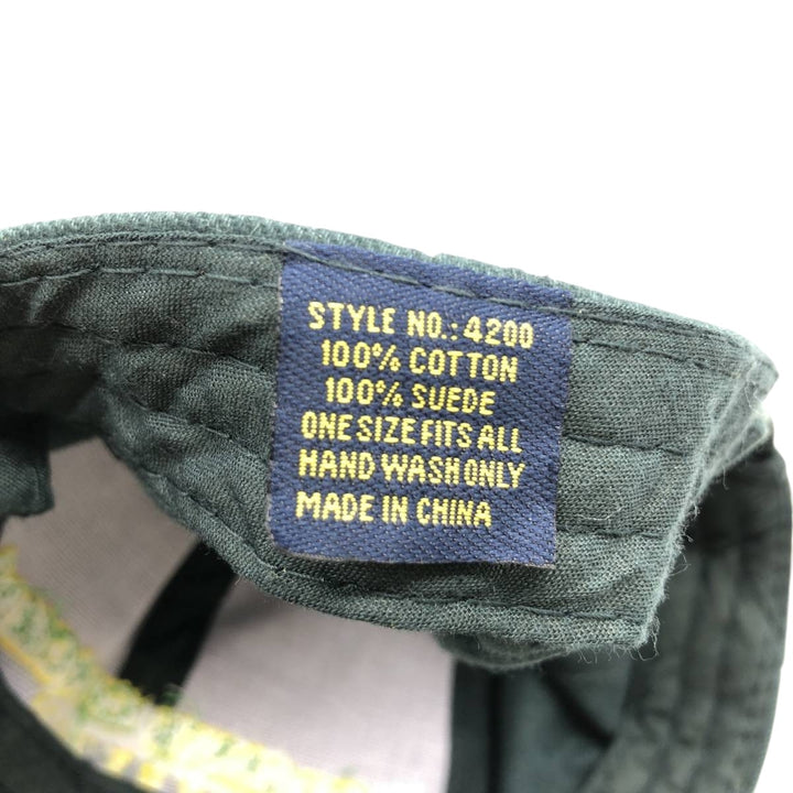 Vintage 90'S Advertising Baseball Cap with Leather Brim, Two-Tone, One Size Fits Most cotton Green type dark green Vintage Second Hand