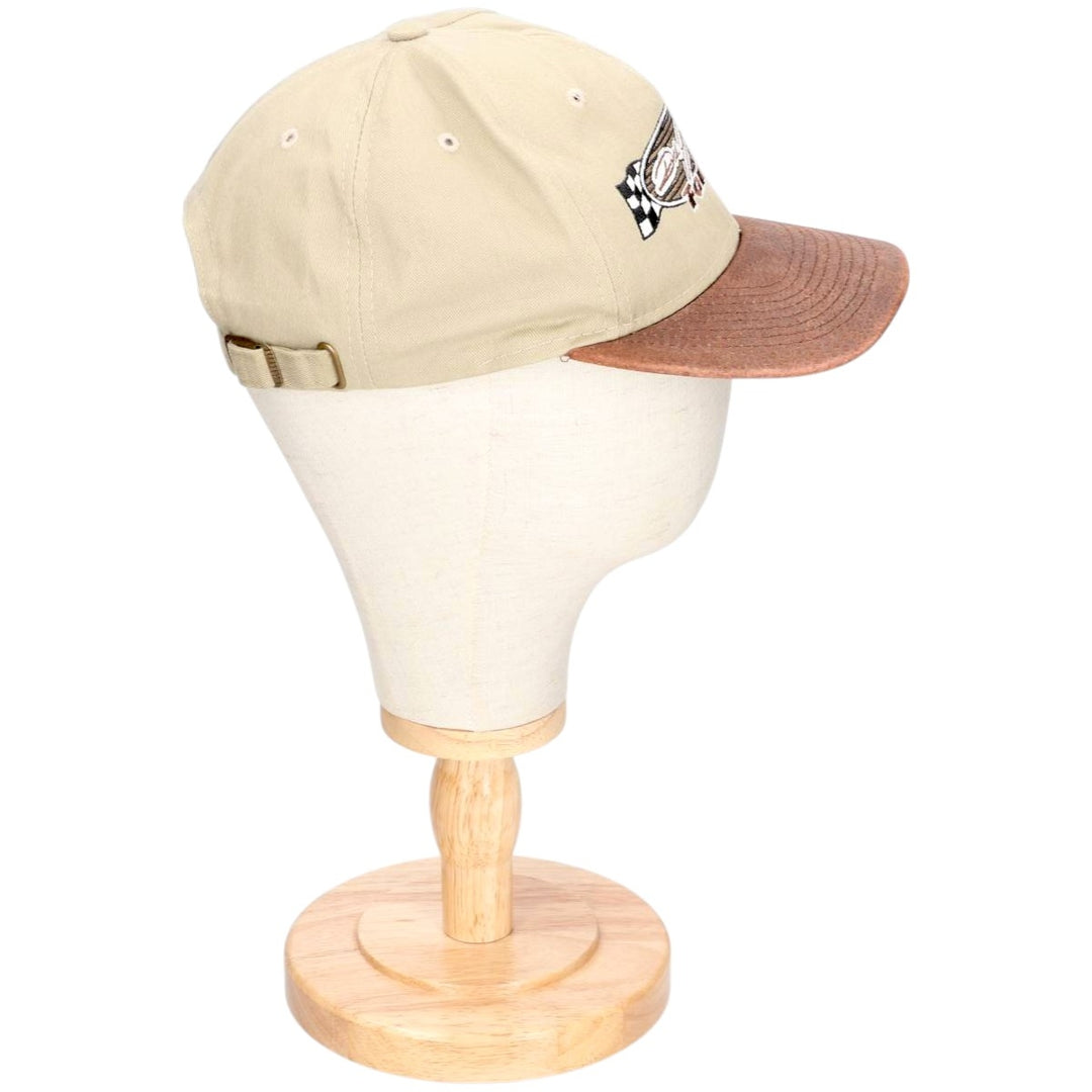 90'S THEM CAPS Leather Brim Two-Tone Baseball Cap, Made in USA, One Size Fits All, Vintage unclear Beige type Vintage Second Hand