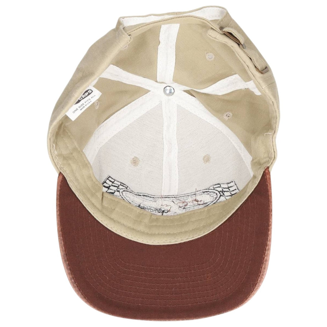 90'S THEM CAPS Leather Brim Two-Tone Baseball Cap, Made in USA, One Size Fits All, Vintage unclear Beige type Vintage Second Hand