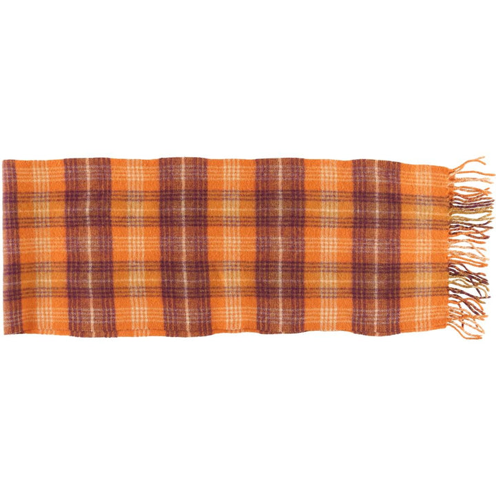 Barbour 3 Warrant Check Pattern Wool Scarf, Made in Scotland Lamb wool orange type Vintage Second Hand