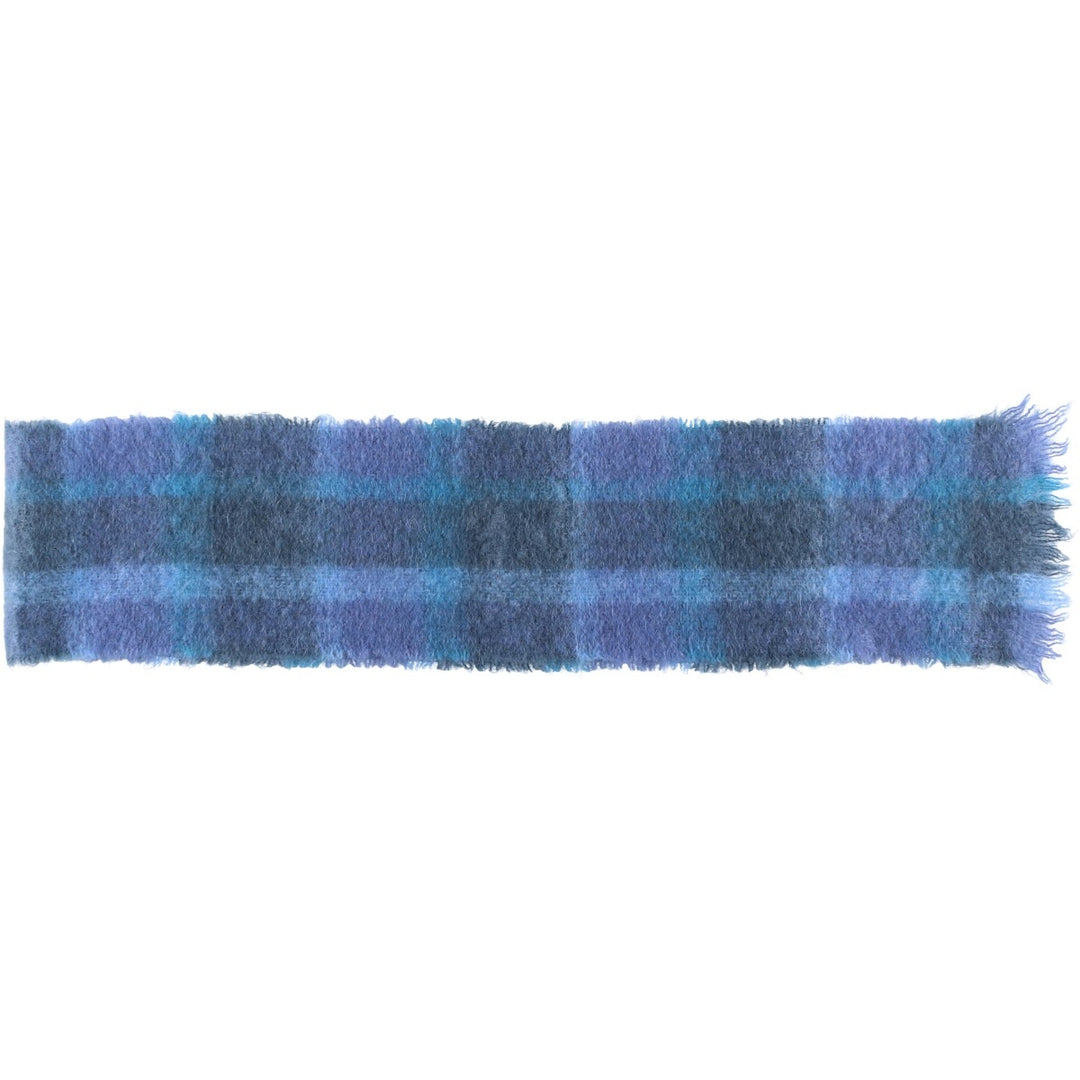 CUSHENDALE Check Pattern Mohair Scarf, Made in Ireland mohair blue type Vintage Second Hand
