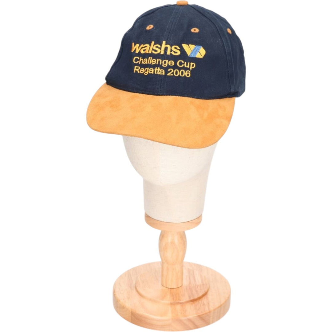 00'S Two-Tone Suede Baseball Cap, 6-Panel Cap, One Size Fits Most cotton navy blue type Vintage Second Hand