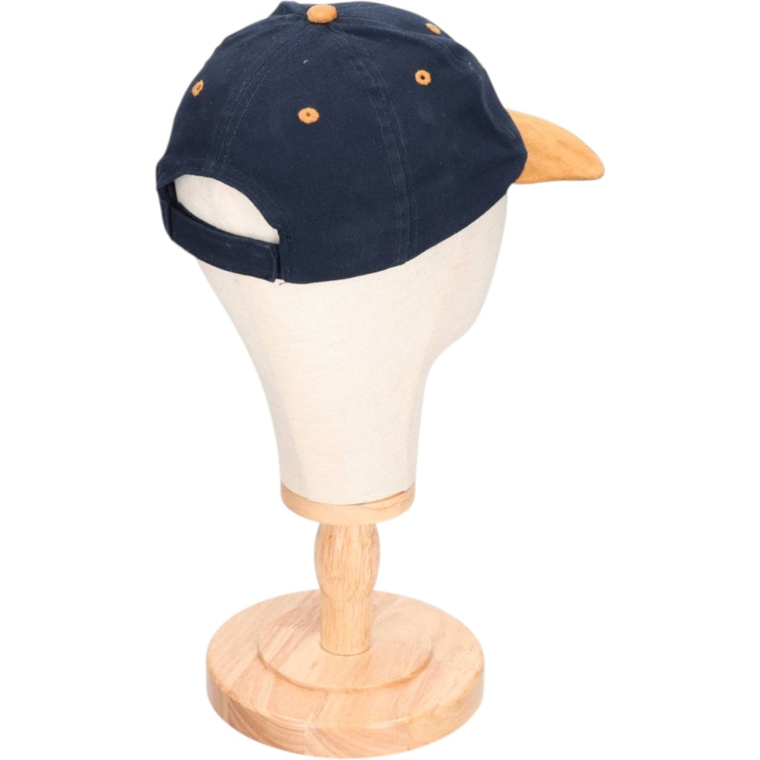 00'S Two-Tone Suede Baseball Cap, 6-Panel Cap, One Size Fits Most cotton navy blue type Vintage Second Hand