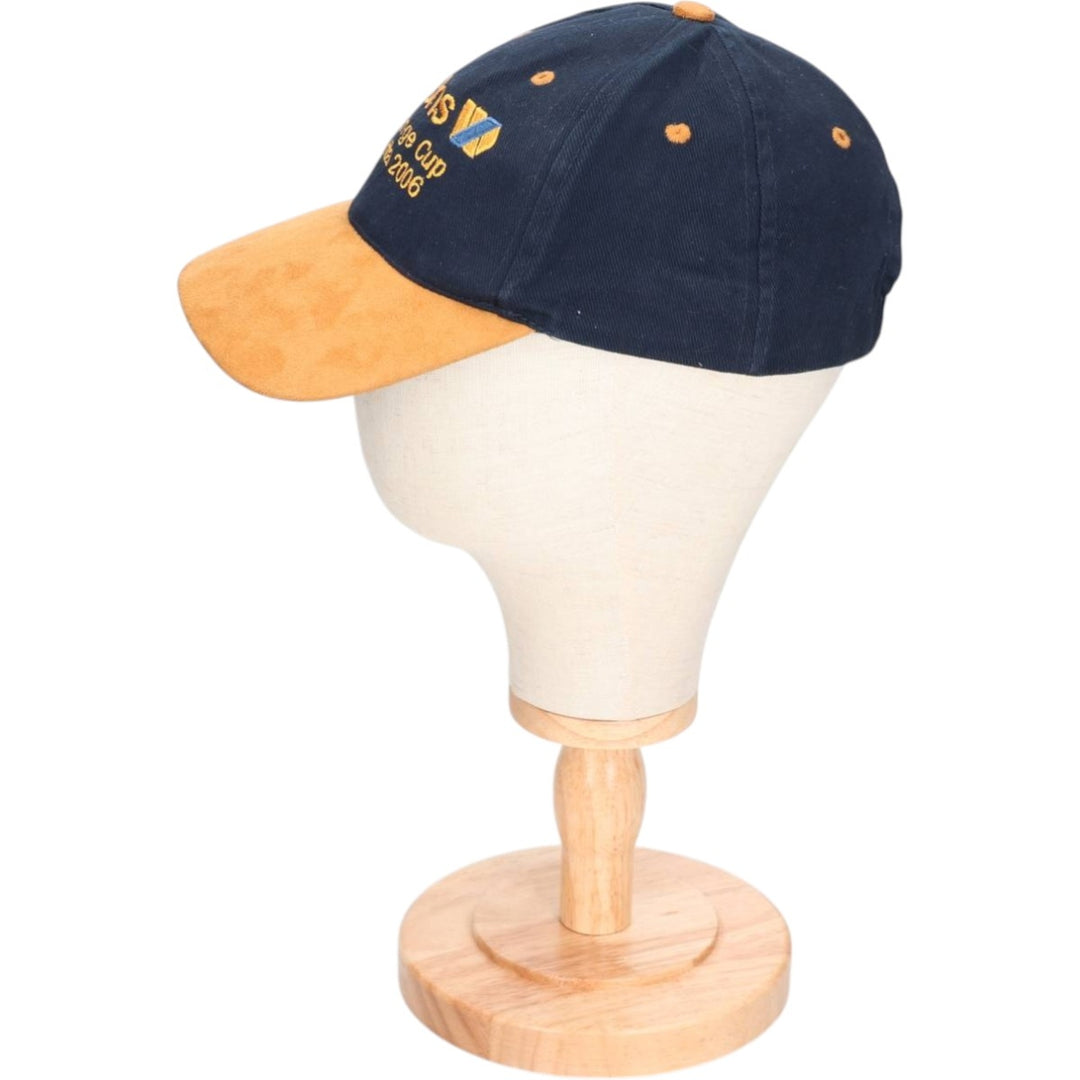 00'S Two-Tone Suede Baseball Cap, 6-Panel Cap, One Size Fits Most cotton navy blue type Vintage Second Hand