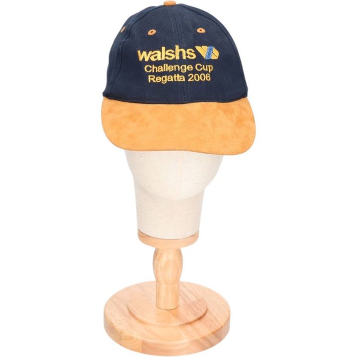 00'S Two-Tone Suede Baseball Cap, 6-Panel Cap, One Size Fits Most cotton navy blue type Vintage Second Hand