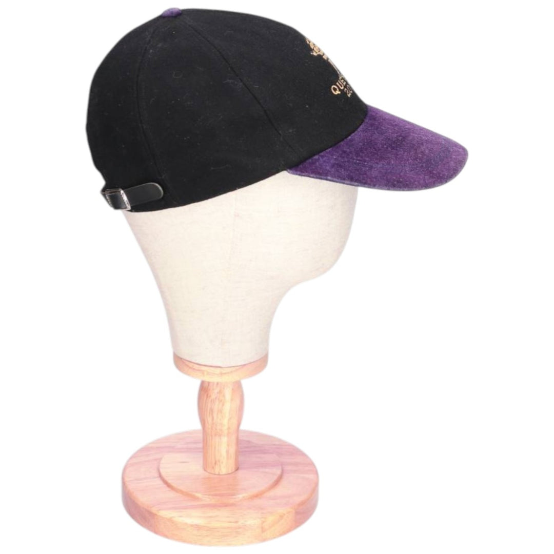 00'S Two-Tone Baseball Cap, 6-Panel Cap, One Size Fits All genuine leather black type Vintage Second Hand