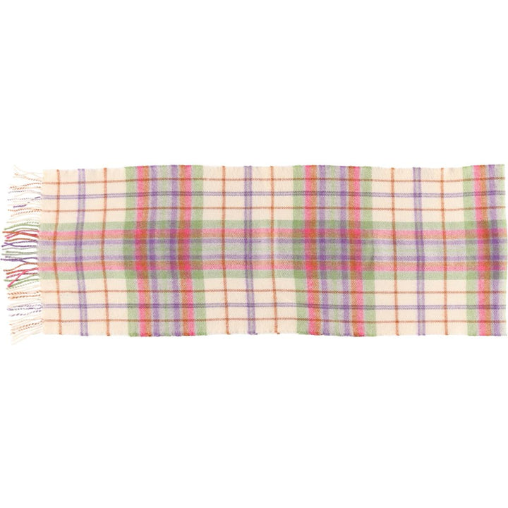 JOHN HANLY Check Pattern Wool Scarf Merino wool Beige type Vintage Second Hand