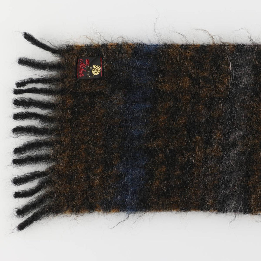 Border Pattern Mohair Scarf mohair brown type Vintage Second Hand