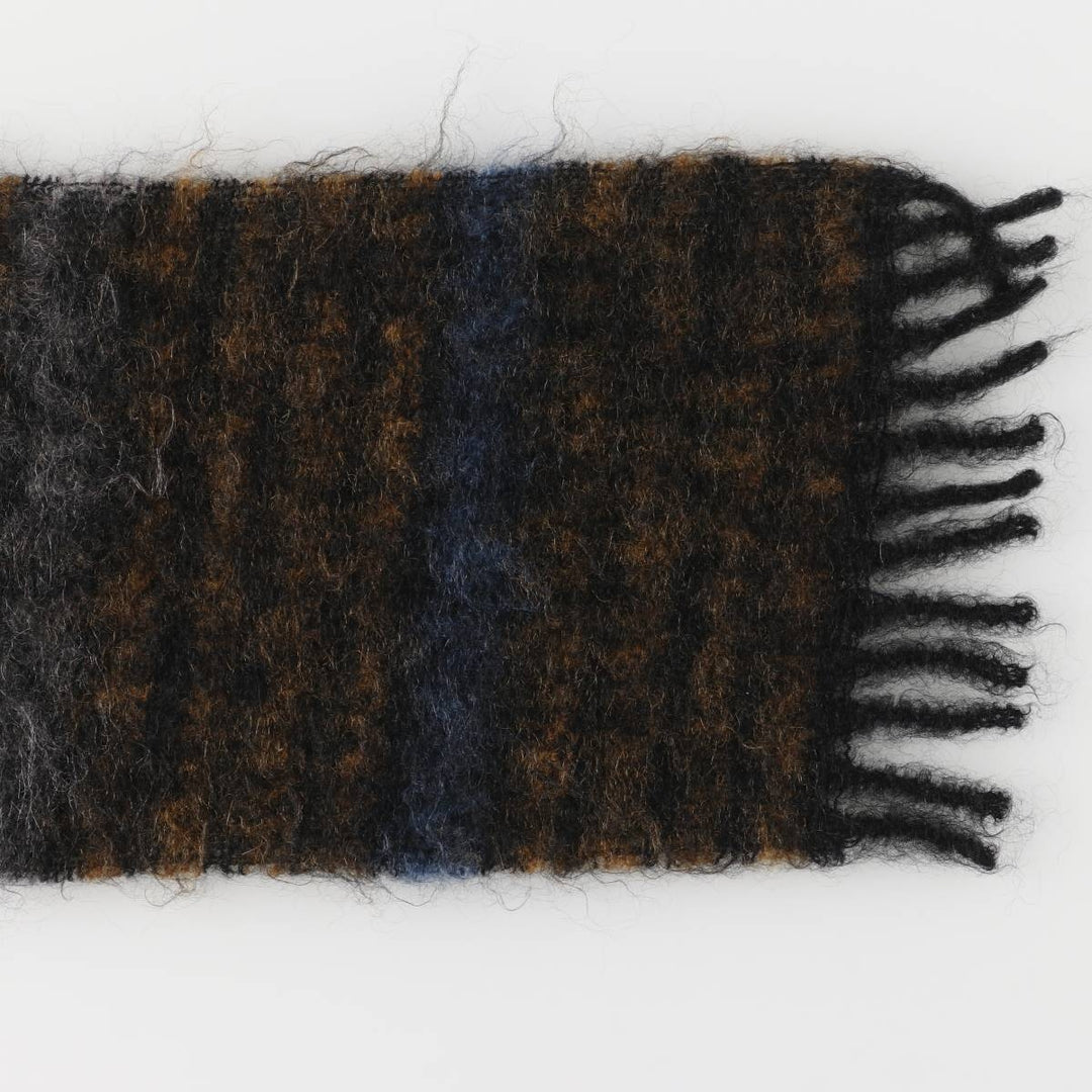 Border Pattern Mohair Scarf mohair brown type Vintage Second Hand