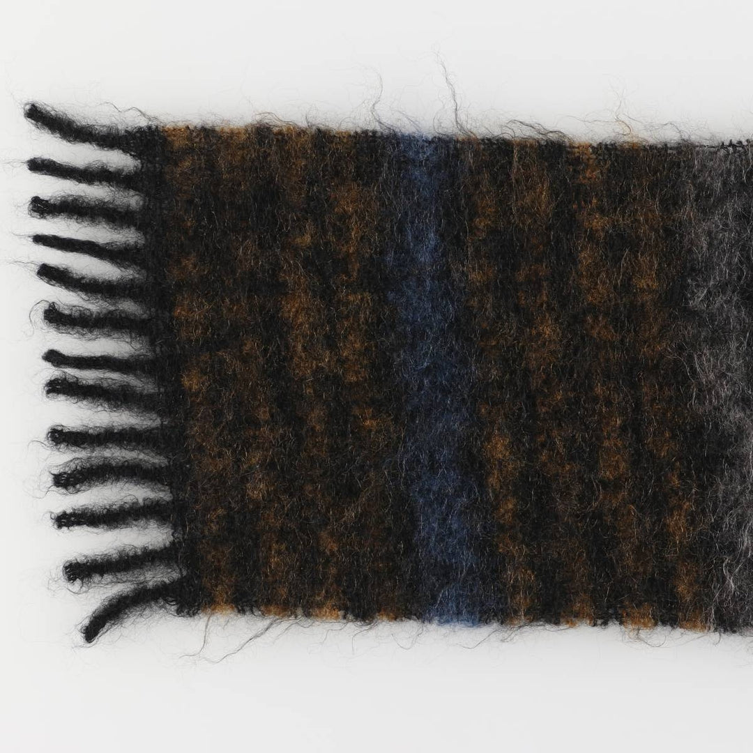 Border Pattern Mohair Scarf mohair brown type Vintage Second Hand