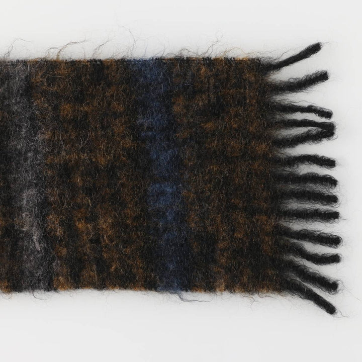 Border Pattern Mohair Scarf mohair brown type Vintage Second Hand