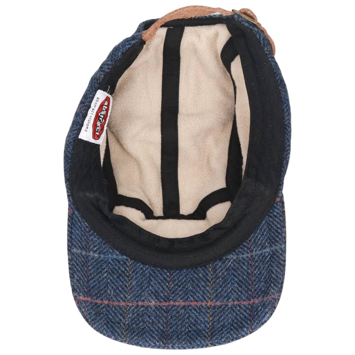 Abstract Check Pattern Jet Cap (Free Size) unclear navy blue type Vintage Second Hand