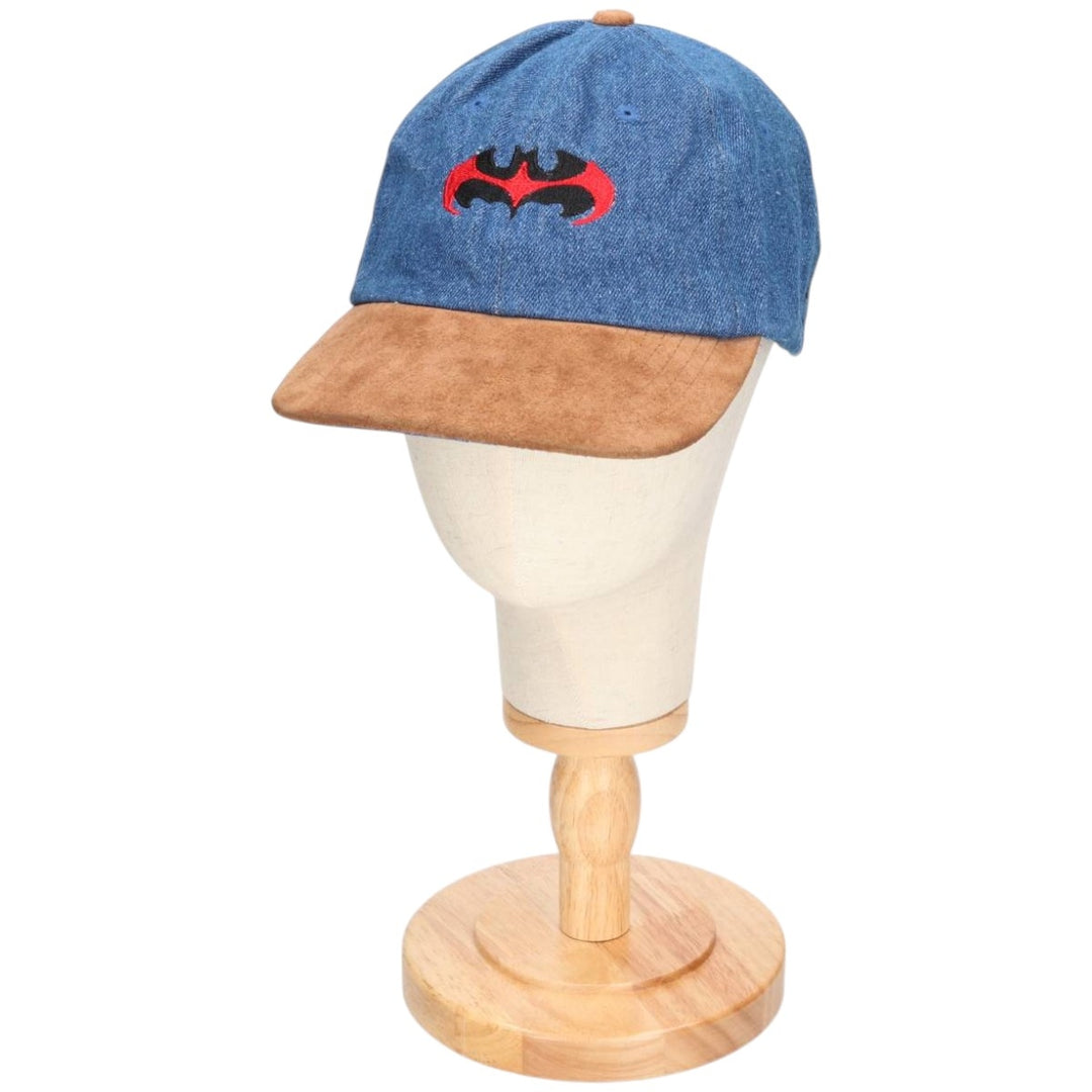 Vintage 1990'S KC Batman suede two-tone leather brim baseball cap, one size fits most. unclear blue type Vintage Second Hand