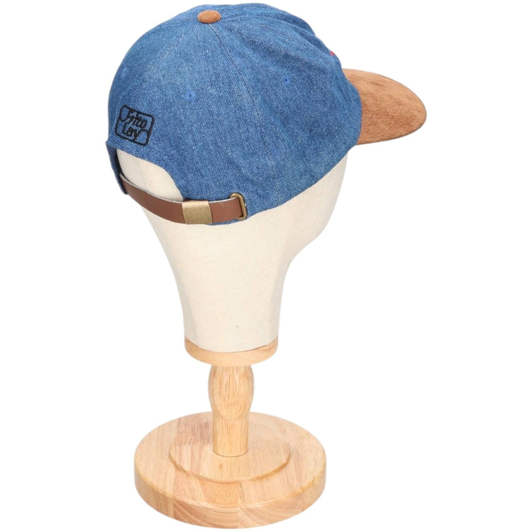 Vintage 1990'S KC Batman suede two-tone leather brim baseball cap, one size fits most. unclear blue type Vintage Second Hand