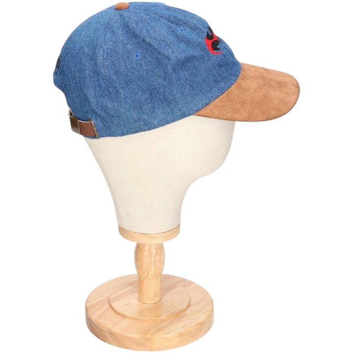 Vintage 1990'S KC Batman suede two-tone leather brim baseball cap, one size fits most. unclear blue type Vintage Second Hand