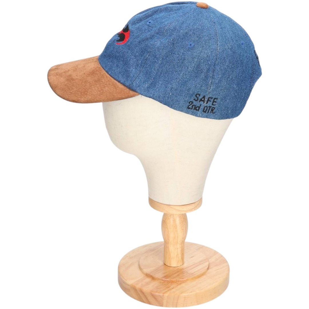 Vintage 1990'S KC Batman suede two-tone leather brim baseball cap, one size fits most. unclear blue type Vintage Second Hand